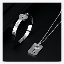 Load image into Gallery viewer, Heart Lock Bracelet &amp; Key Necklace