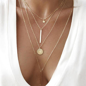 Women Gold Star Choker Necklace
